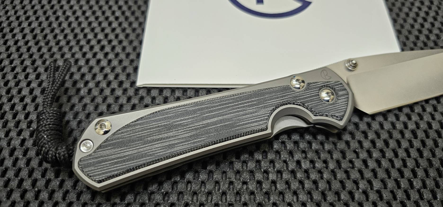 Chris Reeve Large Sebenza 31 Inlay LH Drop Point Glass Blasted Black Canvas Micarta CPM MagnaCut (LHมือซ้าย)