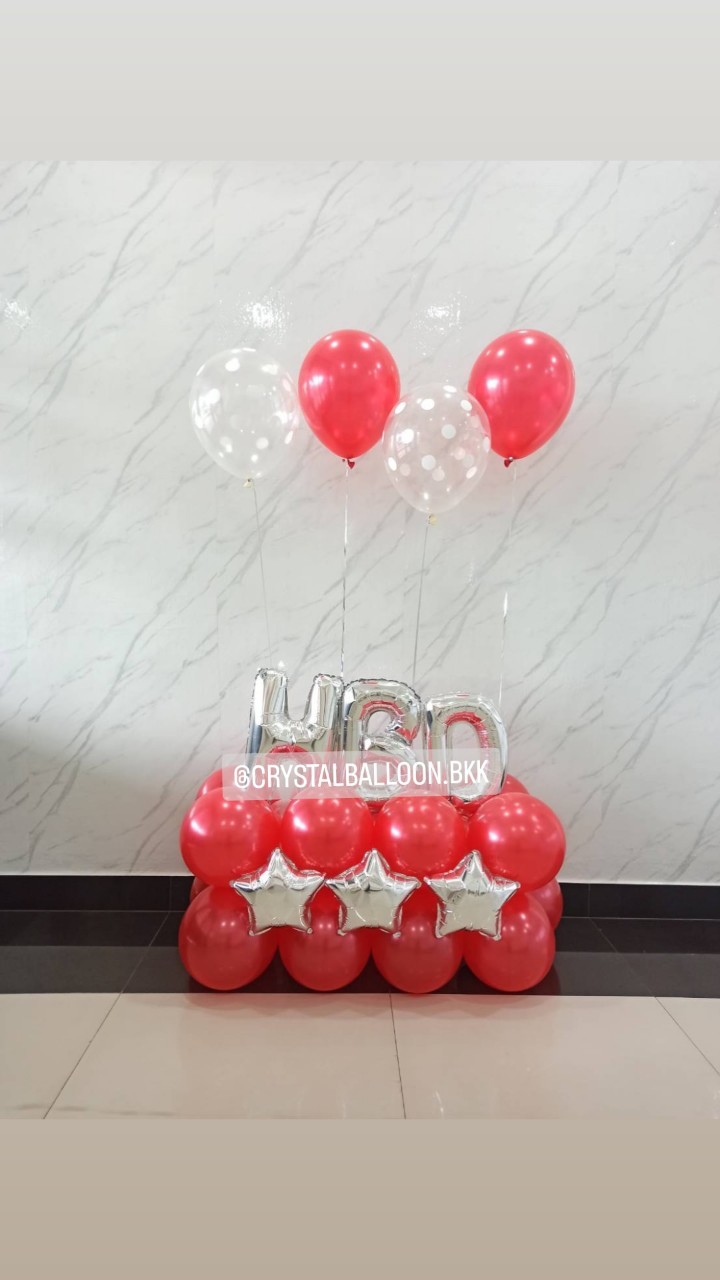 ลูกโป่ง วันเกิด Surprised ท้ายรถ พร้อม ฟอยล์ตัวอักษร ขนาด 16" 3 ตัวอักษร,ลูกโป่ง 4 ลูก พร้อมตกแต่ง สามมารถเปลี่ยนสีลูกโป่ง/เปลี่ยนสี-ฟอยล์ตัวอักษรได้
