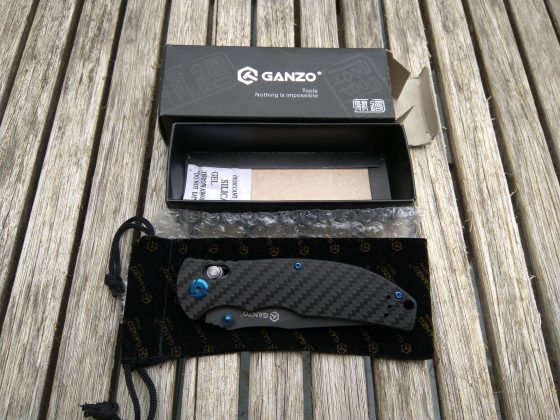 มีดพับ Ganzo รุ่น G7503CF สีดำ ด้ามลายคาร์บอนไฟเบอร์ ของแท้ 100%