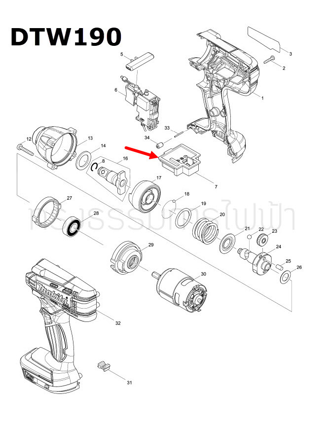 TERMINAL บล็อกไฟฟ้า Makita มากีต้า DTW190, RME, RFE, Z, DTW251, DUH523 Pn.643852-2 (แท้) ##(*)
