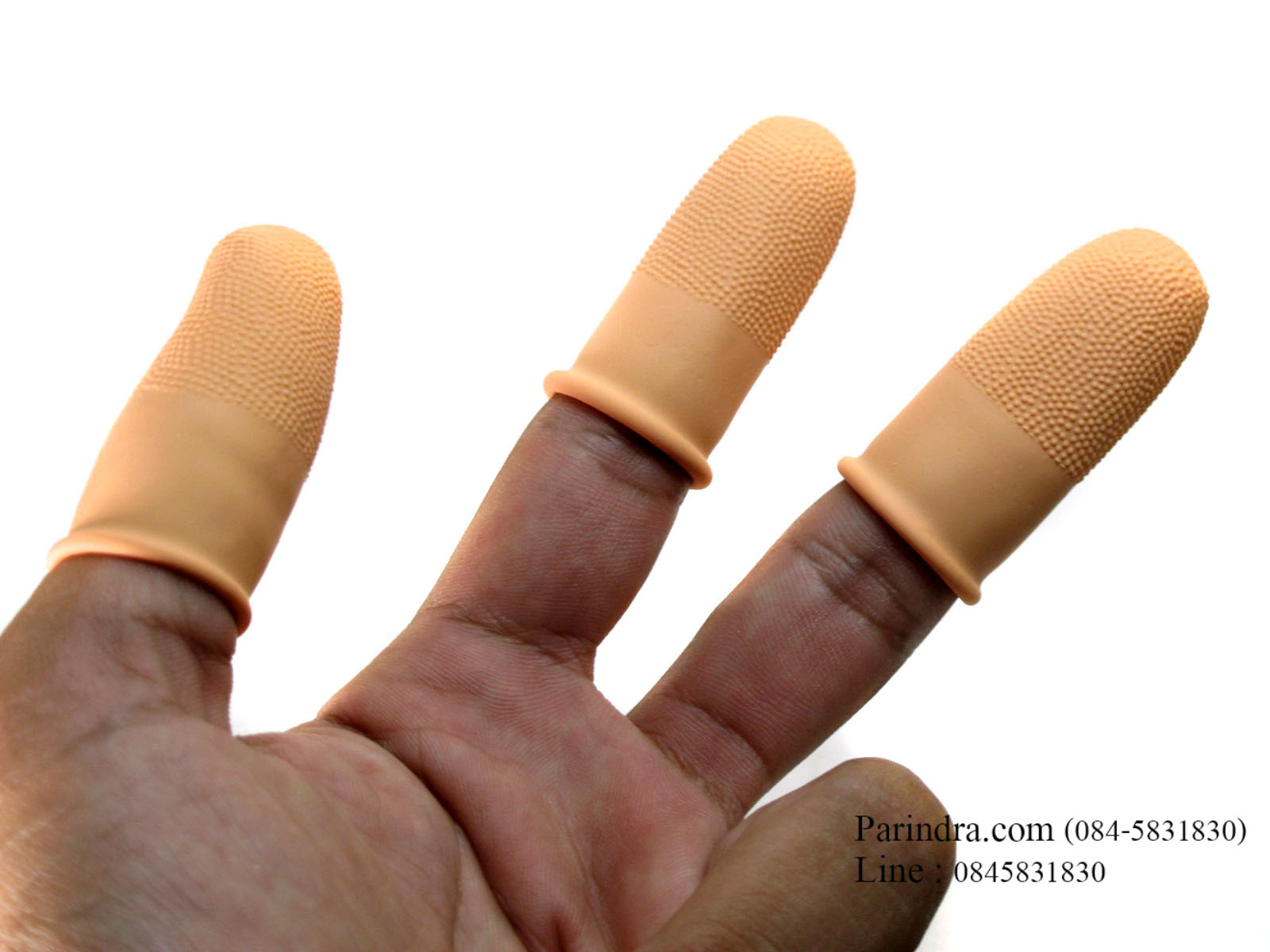 ถุงนี้วมือยางสีส้มมีกันลื่นสำหรับ ใช้หยิบหรือจับแสตมป์ และอุปกรณ์อิเล็กทรอนิกส์