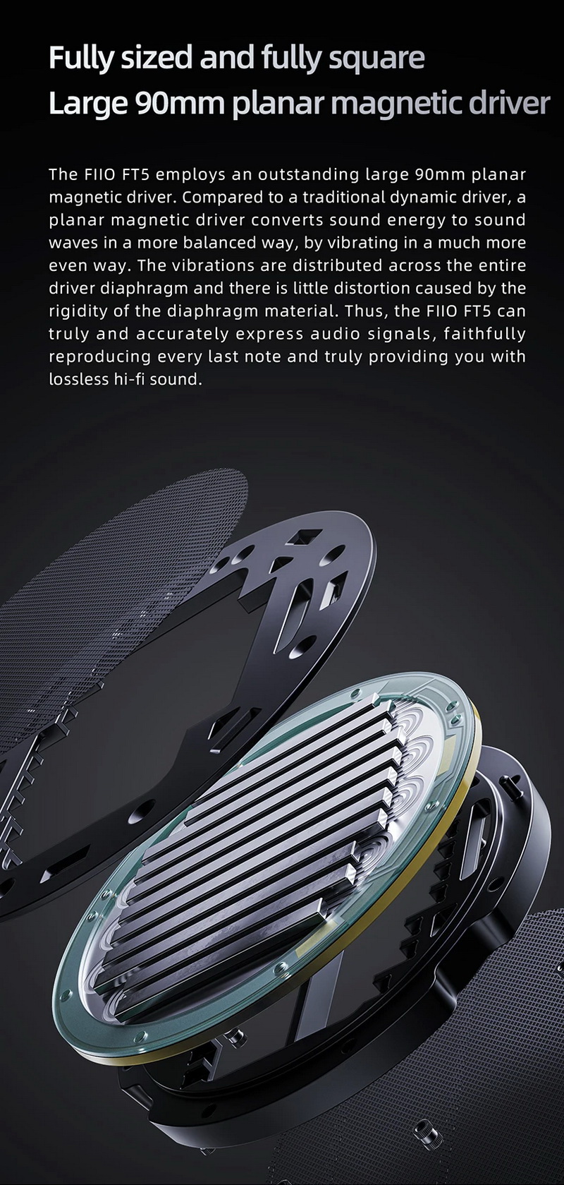 FiiO FT5 หูฟัง Headphones ไดรเวอร์ Planar 90 mm รองรับ Hi-Res ประกันศูนย์ไทย