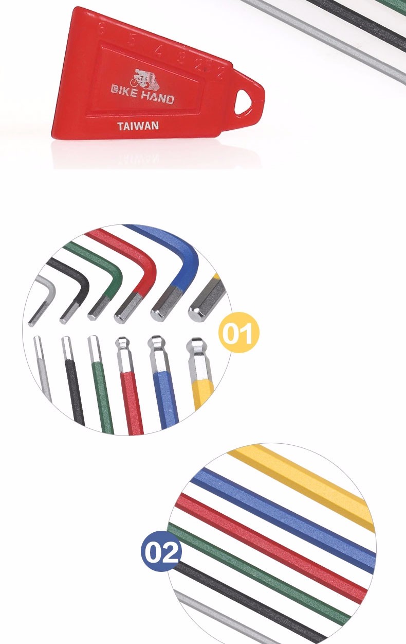 ชุดหกเหลี่ยม BIKE HAND Hex Key Set MTB Road Bike Repair Tool Kit Service Wrench Colorful 6 PCS,YC-613-6C