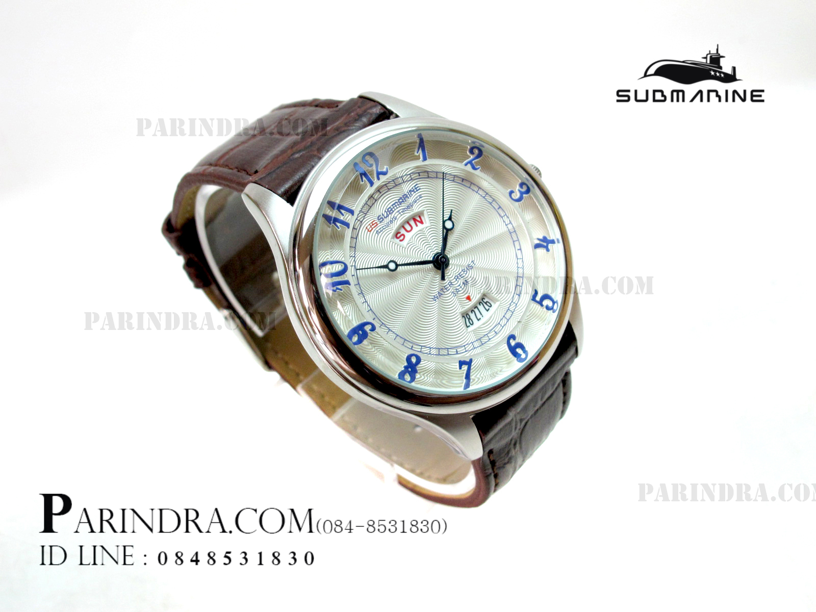 นาฬิกา US Submarine J105MDD หน้าปัดขาวขอบเงิน