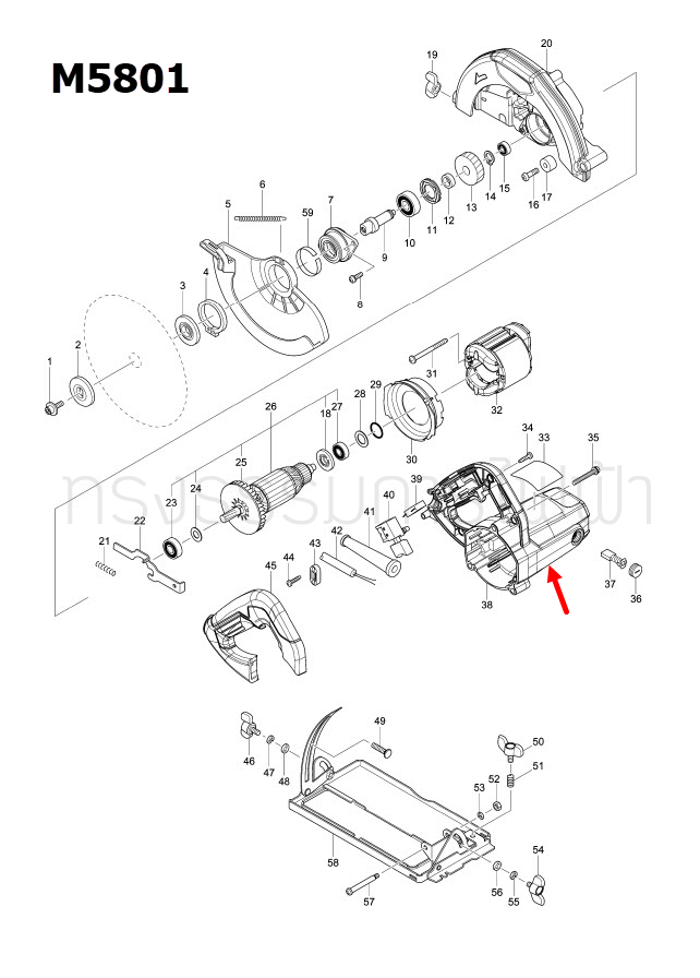 เสื้อฟิลคอยล์ เลื่อยวงเดือน Makita มากีต้า M5801, M5801B [#38] Pn.143979-3 (แท้) ##