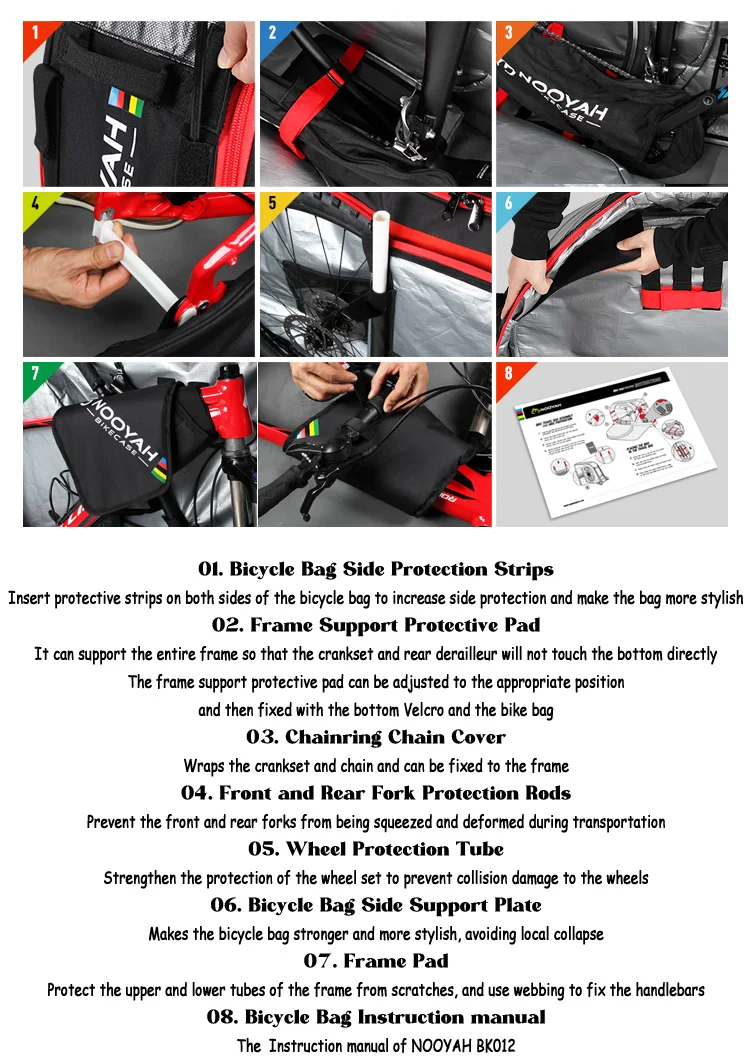 NOOYAH BK012 กระเป๋าจักรยานเดินทาง ป้องกันครบ 8 จุด | รองรับทุกประเภท