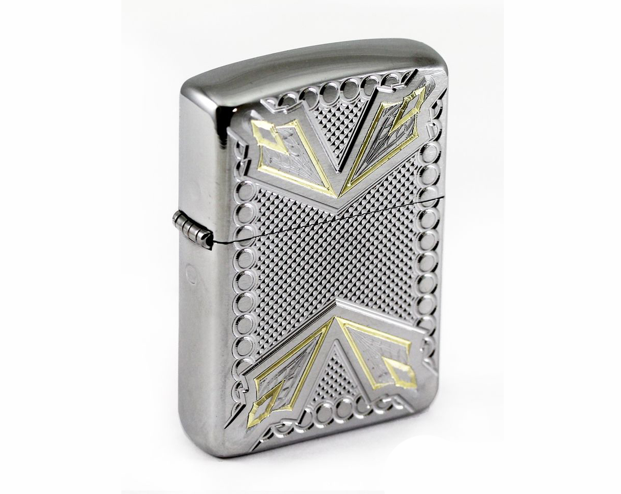ไฟแช็ค Zippo แท้ ศรจตุรทิศ "Zippo 28808, Armor, Arrowhead Pattern, Deep Carved," แท้นำเข้า 100%