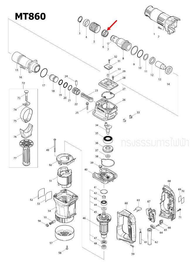 COMPRESSION SPRING 30 สกัดไฟฟ้า Maktec มาคเทค MT860 [#6] Pn.233191-4 (แท้) ##