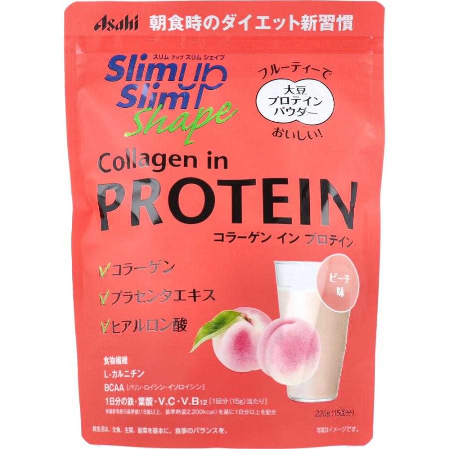 Asahi Slim Up Slim Shape Collagen in Protein โปรตีนเชคกลิ่นพีช Peach Flavor 225g