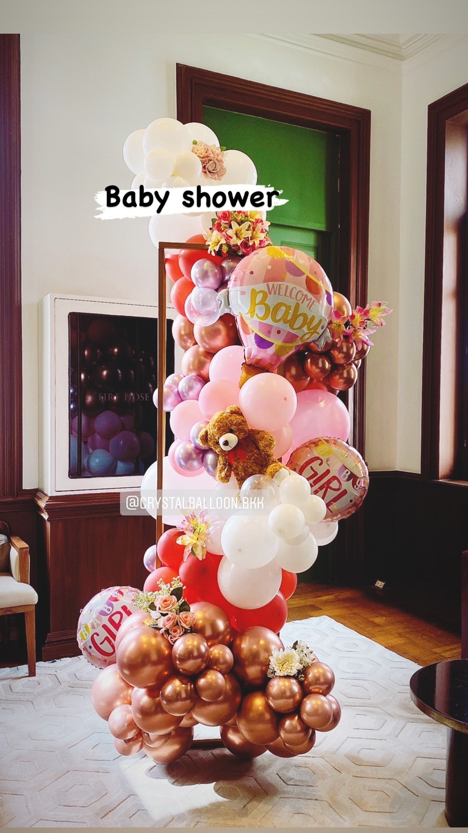 Organic Welcome Baby รูปแบบใหม่ ไม่ซ้ำใคร พร้อมตกแต่ง สามารถเปลี่ยนสีลูกโป่ง/เปลี่ยนสี-ฟอยล์ตกแต่งได้