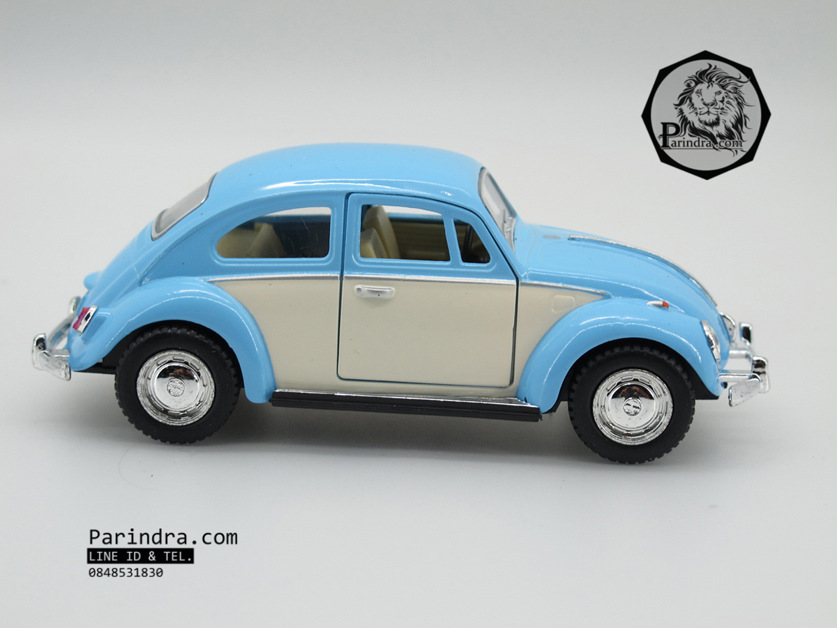 โมเดลรถเหล็กรถเต่า Volkswagen 1967 อัตราส่วน 1:32 สีฟ้าอ่อน ประตูขาว