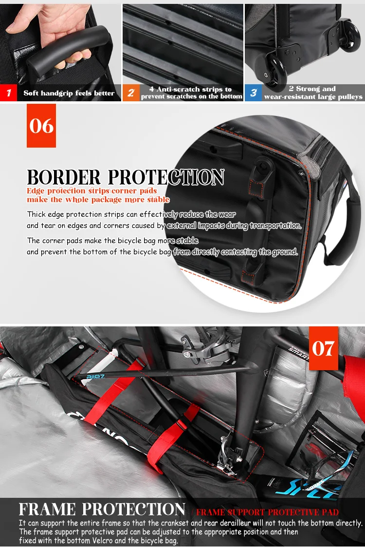 NOOYAH BK012 กระเป๋าจักรยานเดินทาง ป้องกันครบ 8 จุด | รองรับทุกประเภท