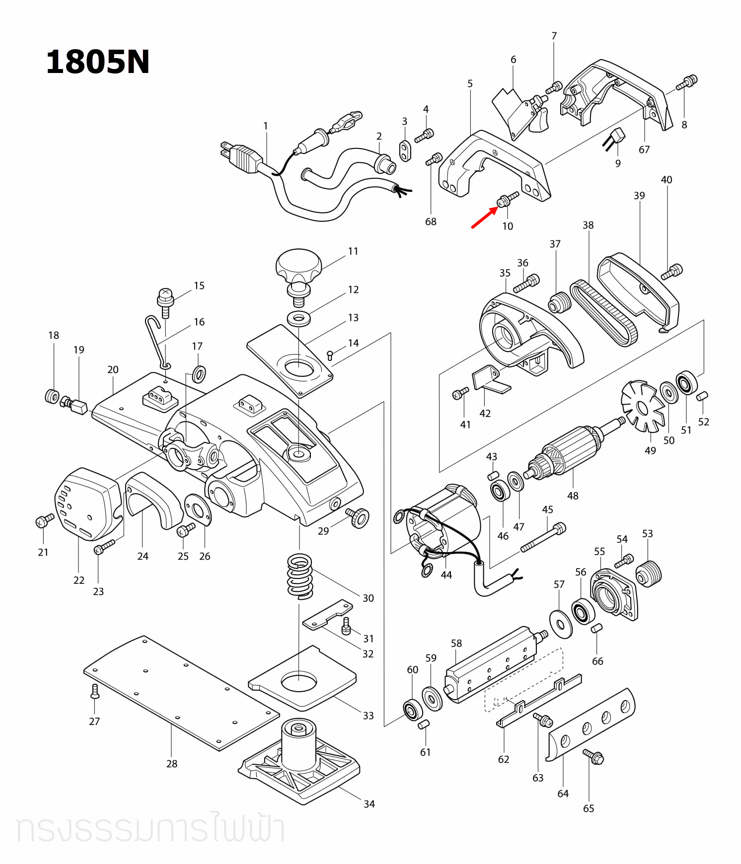 PAN HEAD SCREW M5X12 แท่นตัดองศา Makita มากีต้า LS1040 [#47, #83], 1804N [#14], 1805N [#10], 9403 [#24, #66] Pn.911213-7 (แท้) ##(*)
