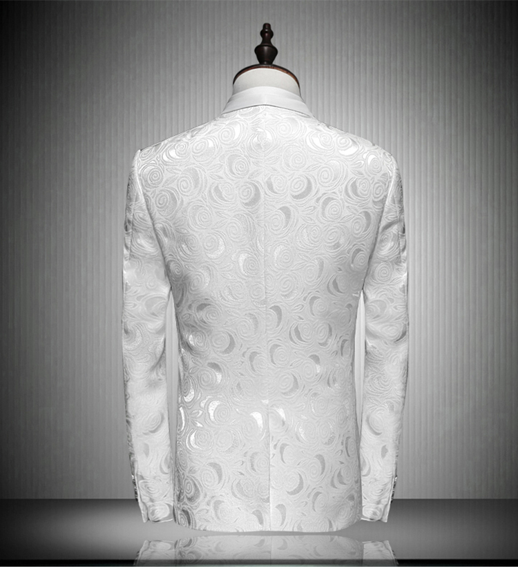 Pre-order ชุดสูทชาย พิมพ์ลายปั๊มนูน 3 มิติ สีขาว