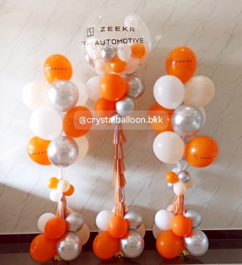 เสาลูกโป่ง เปิดงาน Bubble ขนาด 36" พร้อม ลูกโป่ง 6" ด้านใน 1 เสา พร้อม เสาช่อลูกโป่ง 10 ลูก 2 เสา พร้อมตกแต่ง สามารถเปลี่ยนสีลูกโป่ง/เปลี่ยนข้อความได้