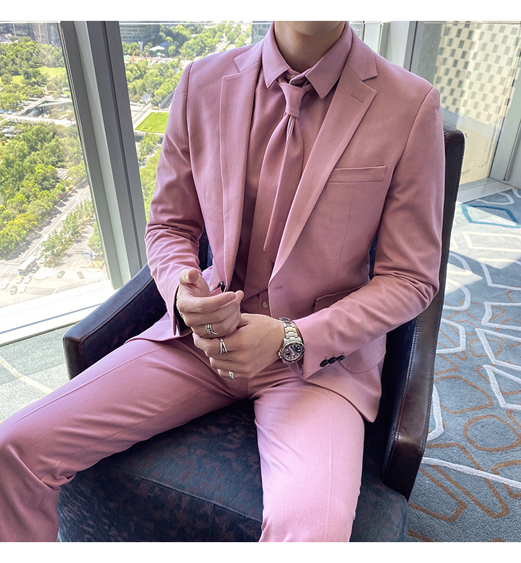Pre-order เสื้อสูทชาย สีชมพู รุ่นสลิม