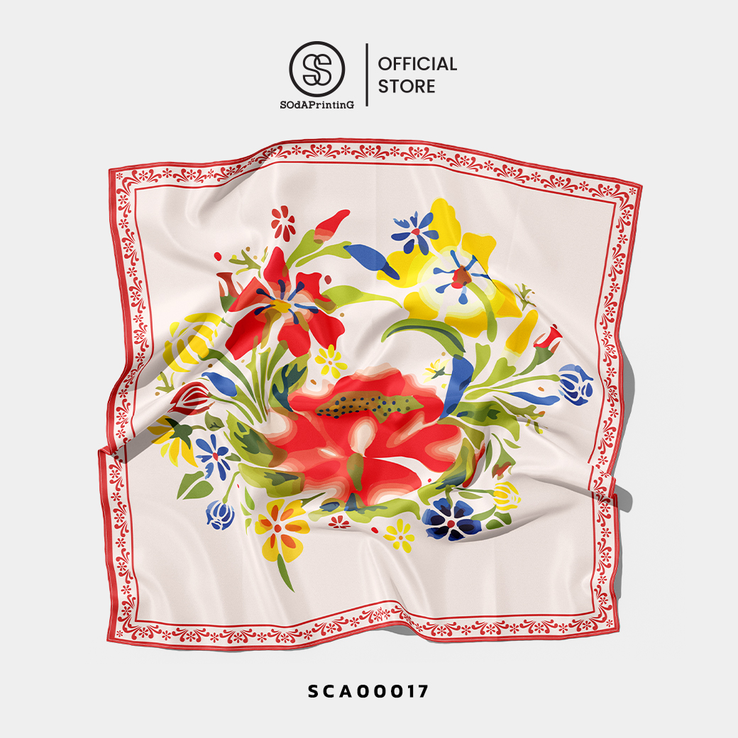 ผ้าพันคอ พิมพ์ลาย Flower II รหัส SCA00017 #SOdAPrintinG