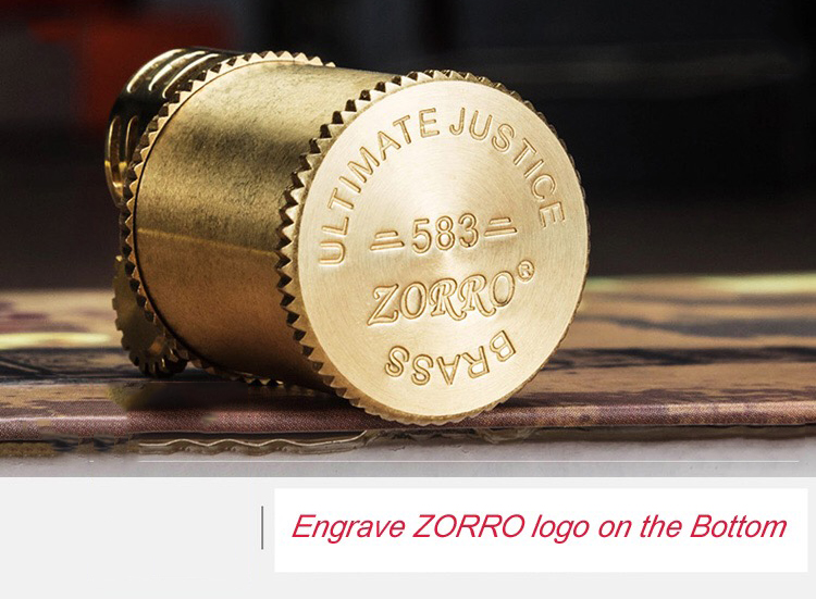ไฟแช็กน้ำมัน ZORRO Lighter 583 ทองเหลืองทั้งตัว สวยมาก