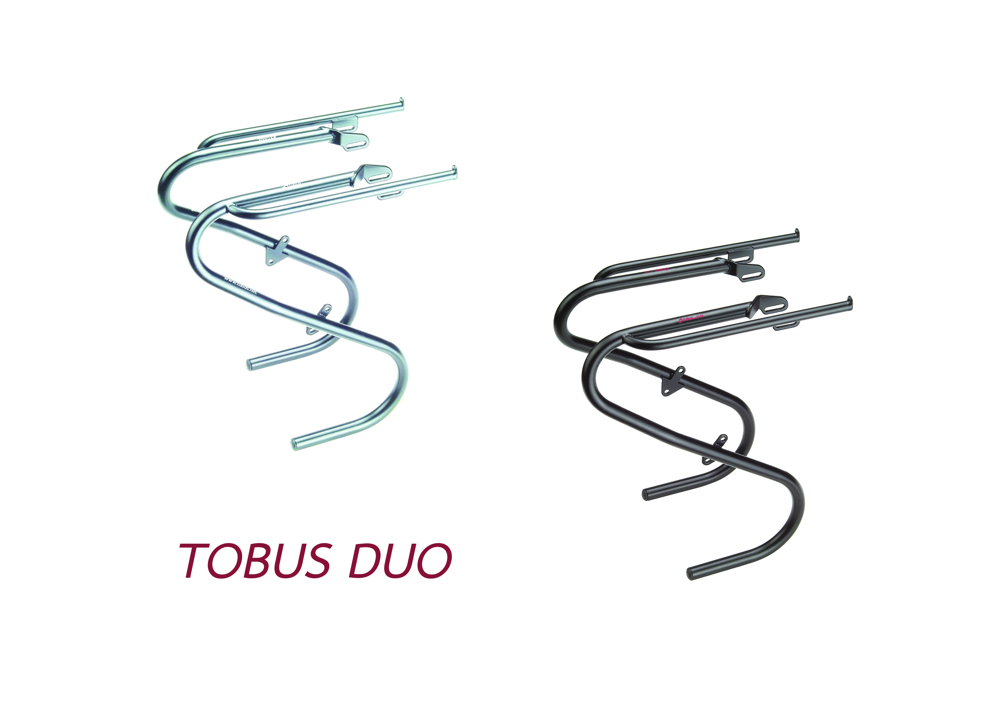 แร็คหน้า TUBUS DUO FRoNT RACKS มีสีเงินและสีดำ