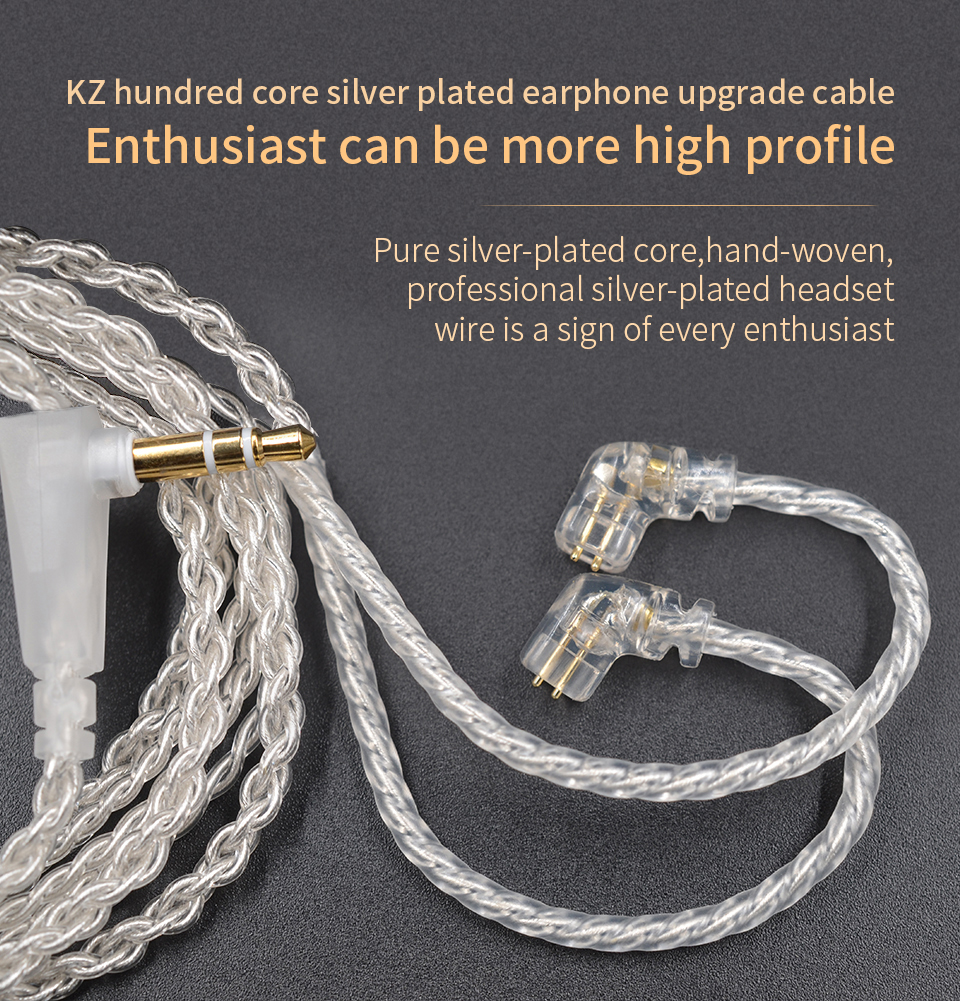 ขาย KZ Crystal สายอัพเกรดหูฟัง ทองแดงชุบเงินถัก คุณภาพสูง