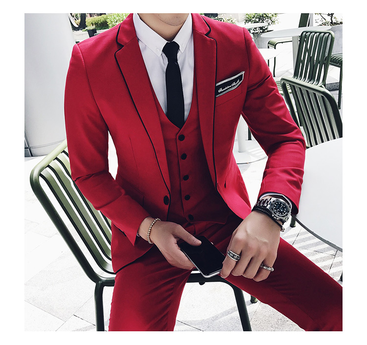 Pre-order ชุดสูทชาย สีแดง เข้ารูป