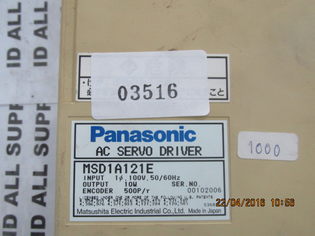 SERVO DRIVE “ PANASONIC ” รุ่น MSD1A121E