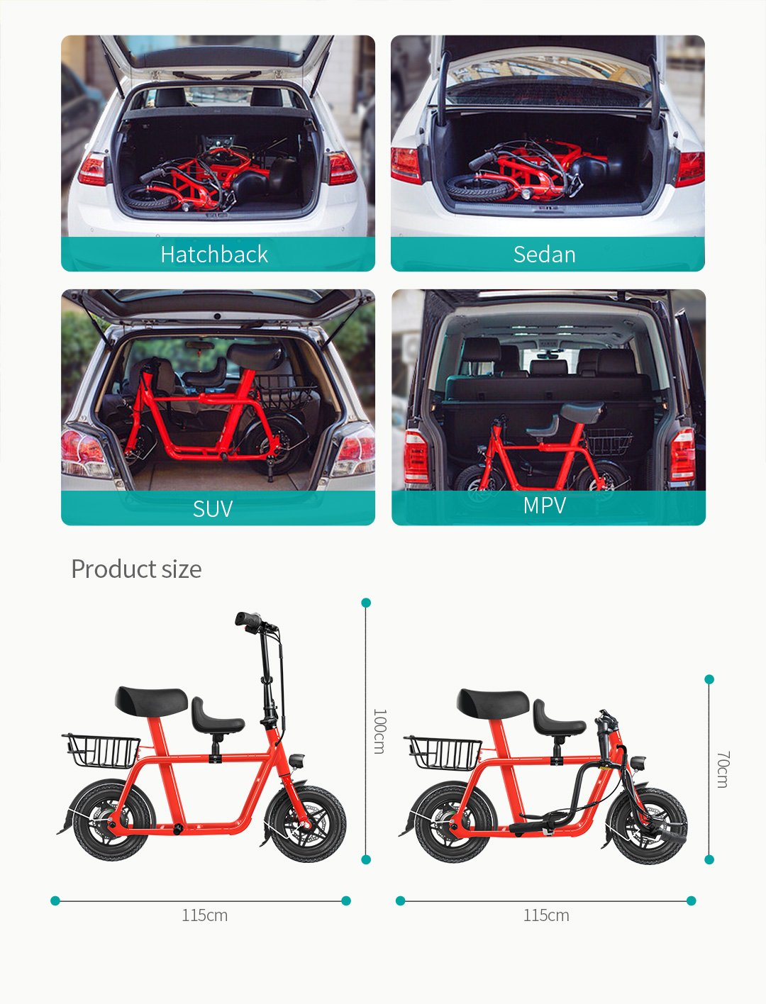 จักรยานไฟฟ้า FIIDO Q1 ล้อ 12 นิ้ว | พับได้ | มอเตอร์ 250W | แบตเตอรี่ลิเธียม 36V 10Ah | รองรับน้ำหนัก 150 กก. | สีขาว, แดง, เขียว, เทา