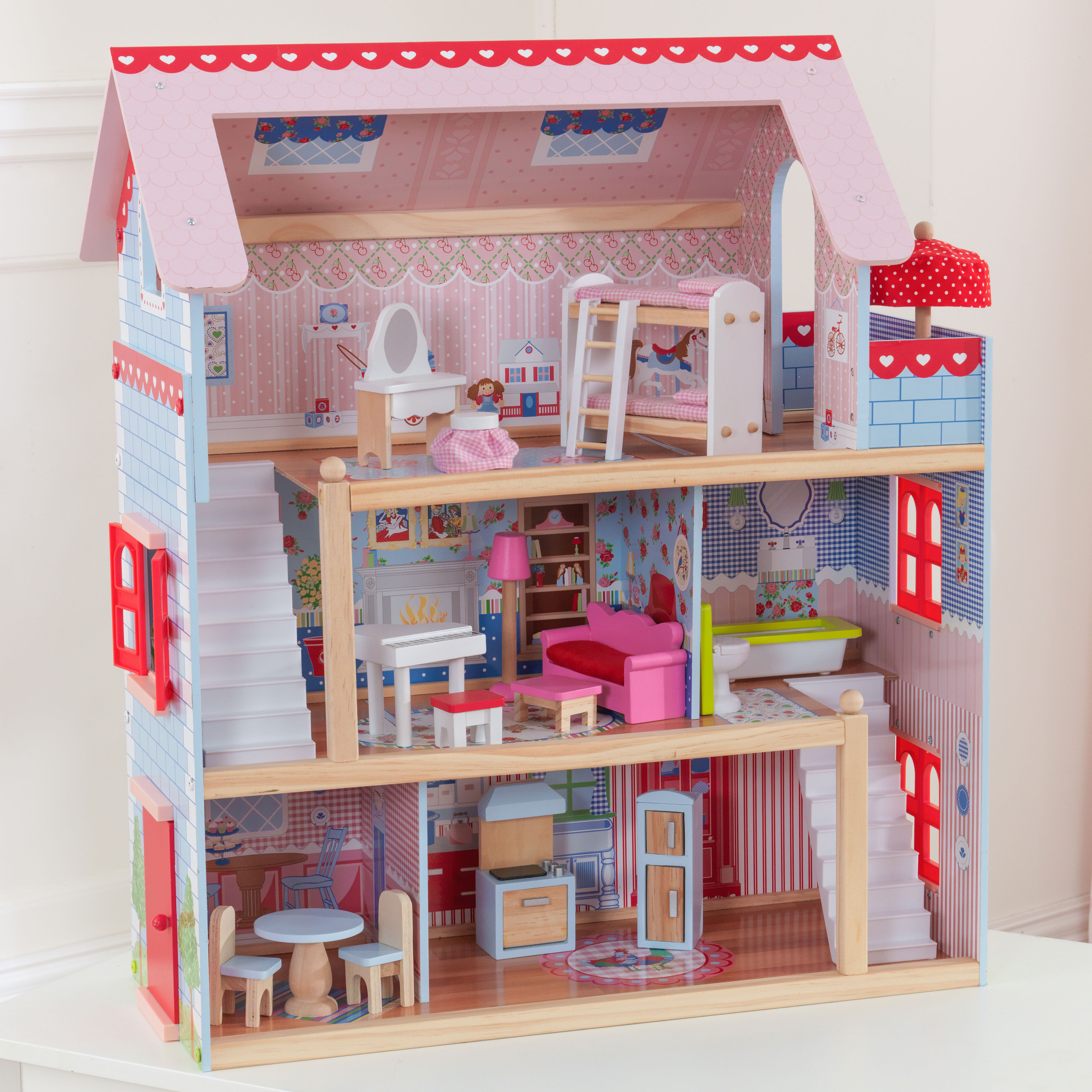 KidKraft Chelsea Doll Cottage with Furniture บ้านตุ๊กตาเชลซี คอทเทจ มาพร้อมกับเฟอร์นิเจอร์