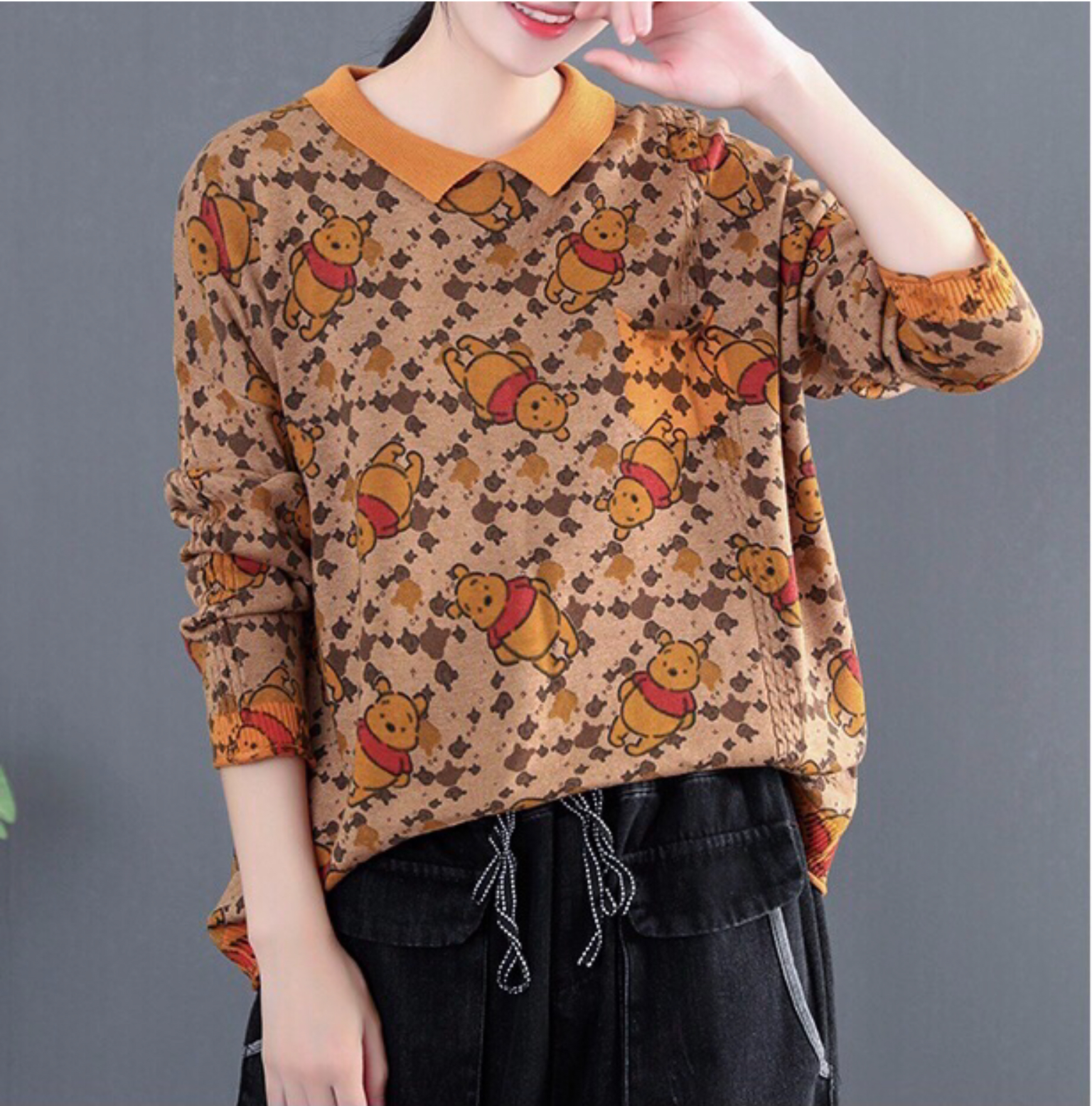 เสื้อไหมพรมลายหมีพูห์