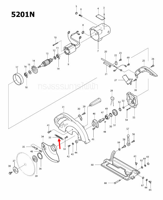 สปริง เลื่อยวงเดือน Makita มากีต้า 5201N [#33] Pn.231767-1 (แท้) ##