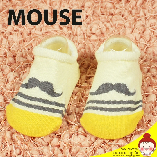 ถุงเท้าเด็กข้อสั้น Mouse ลายหนวด เหมาะสำหรับเด็ก 3 เดือน - 1 ปี