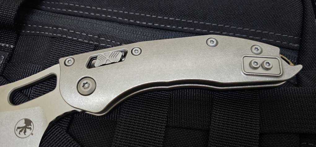 Microtech Marfione Select Manual Stitch RAM LOK Titanium Handles & Stonewash M390MK w/ Double Vapor Blast & Bronze Accents