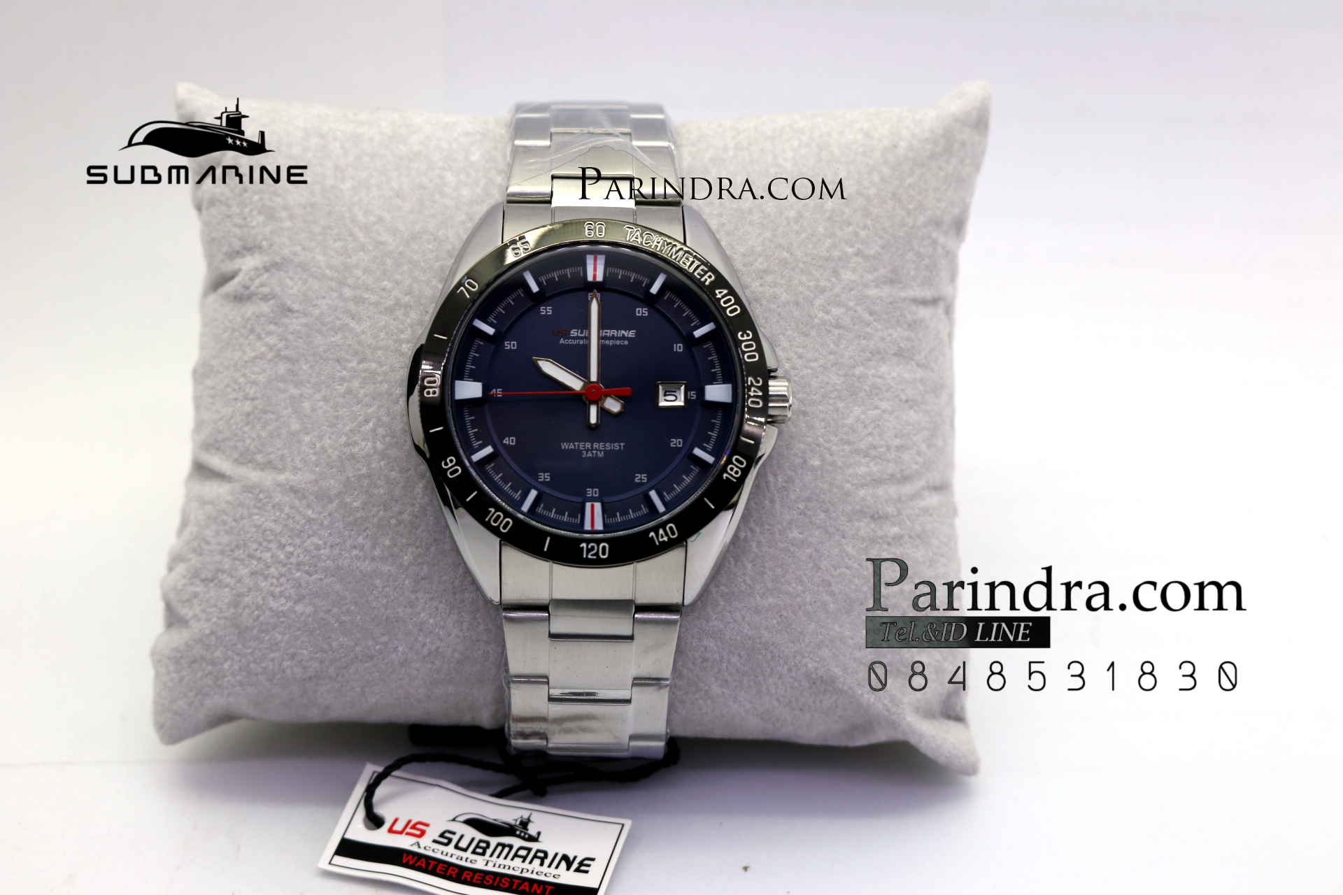 นาฬิกา US submarine แสตนเลนแท้สีเงิน รุ่น J124MD หน้าปัดน้ำเงินเข้ม