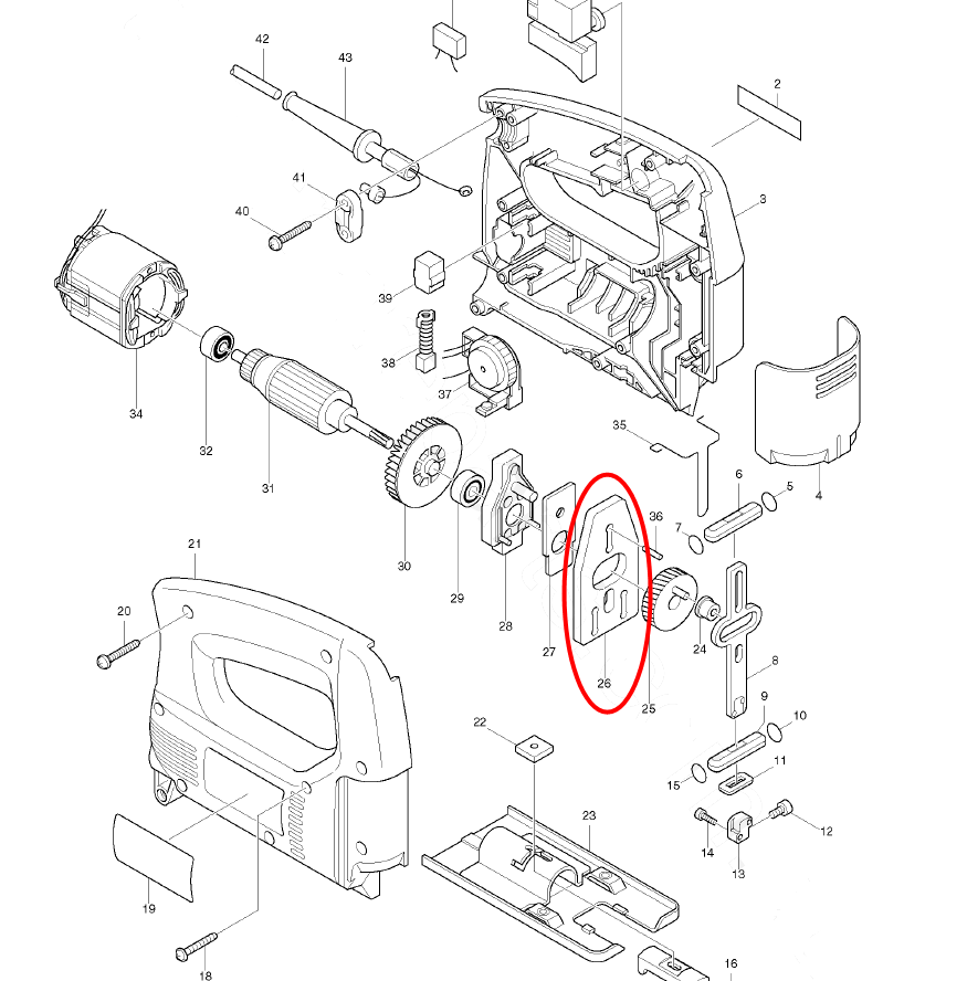 แผ่นถ่วง จิ๊กซอว์ มากีต้า Makita 4323 [#26], 4324 , 4327, 4329 [#21] Pn.344614-8 (แท้) ##(*)
