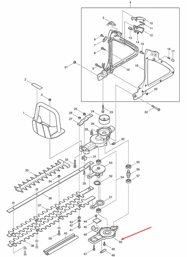 LOWER CASE Makita HTR5600 [#50] Pn.0325101002 (แท้) ##