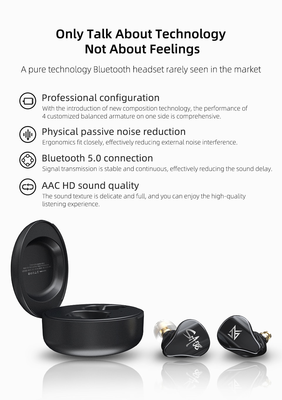 ขาย KZ SA08 หูฟัง True Wireless 4 ไดร์เวอร์ (4BA) ประกันศูนย์ไทย