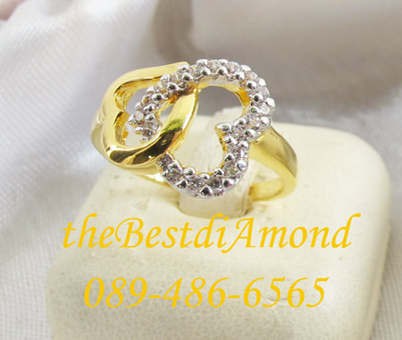 BR203+++แหวนหัวใจเกี่ยวรัก++แบบน่ารักมากๆๆๆ เป็นรูปหัวใจ 2 ดวงเกี่ยวกัน เพชรไม่ใหญ่มาก ใส่ติดนิ้วได้สบายๆ