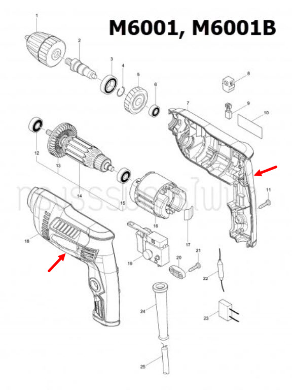 เสื้อฟิลคอยล์ สว่านไฟ้ฟ้า Makita มากีต้า M6001, M6001B, M6002, M6002B [#7, #18] Pn.183D43-2 (แท้) ##