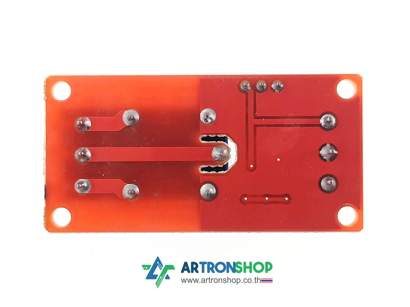 บอร์ดรีเลย์ 5V 1 ช่อง สีแดง มีรูยึดน๊อต เลือกโหมดการทำงานได้