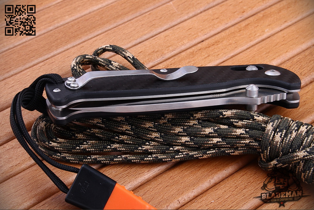 มีดพับ Ganzo รุ่น G7411 CF-WS สีดำ ด้ามลายคาร์บอนไฟเบอร์ ของแท้ 100%