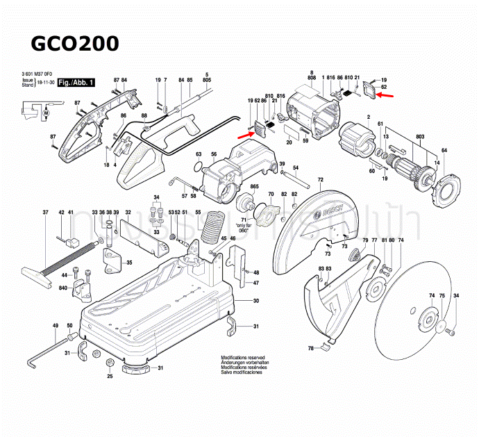 ฝาปิดบูช เครื่องตัดเหล็ก BOSCH รุ่น GCO200, GCO220 Pn.1609B03627 (แท้)##
