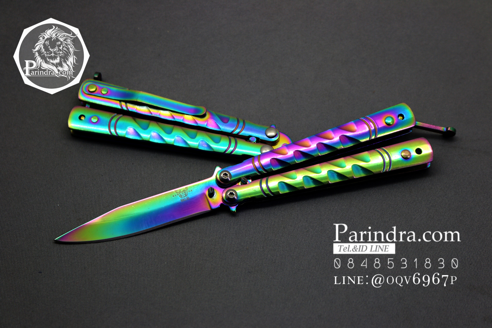 มีดบาลีซอง Balisong มีดควง มีดปีกผีเสื้อ สีรุ้งอะโนไดซ์ ขนาด 6.5 นิ้ว BLA023