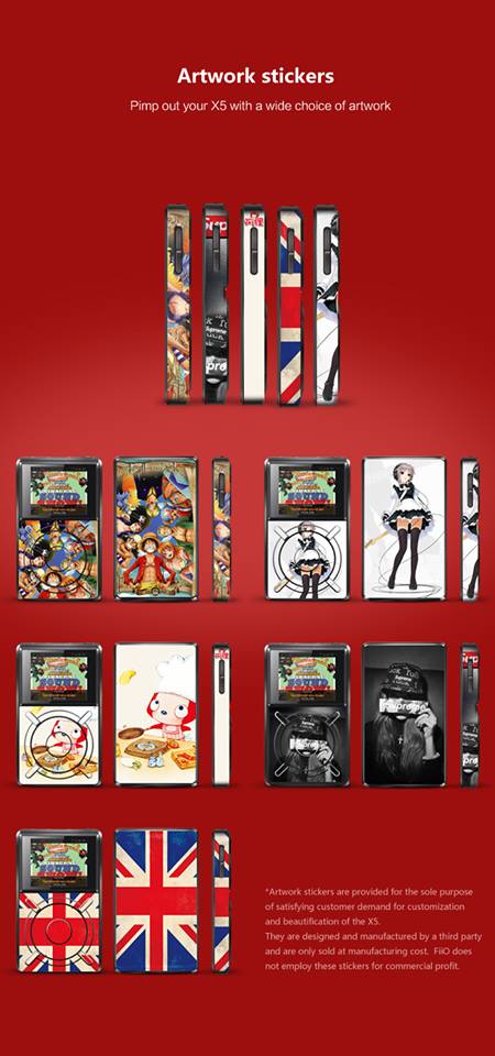 ขาย Sticker for x5 สติ้กเก้อร์กันรอยรอบตัวสำหรับ FiiO X5 1ชุดมี 5 ลาย 5แบบ