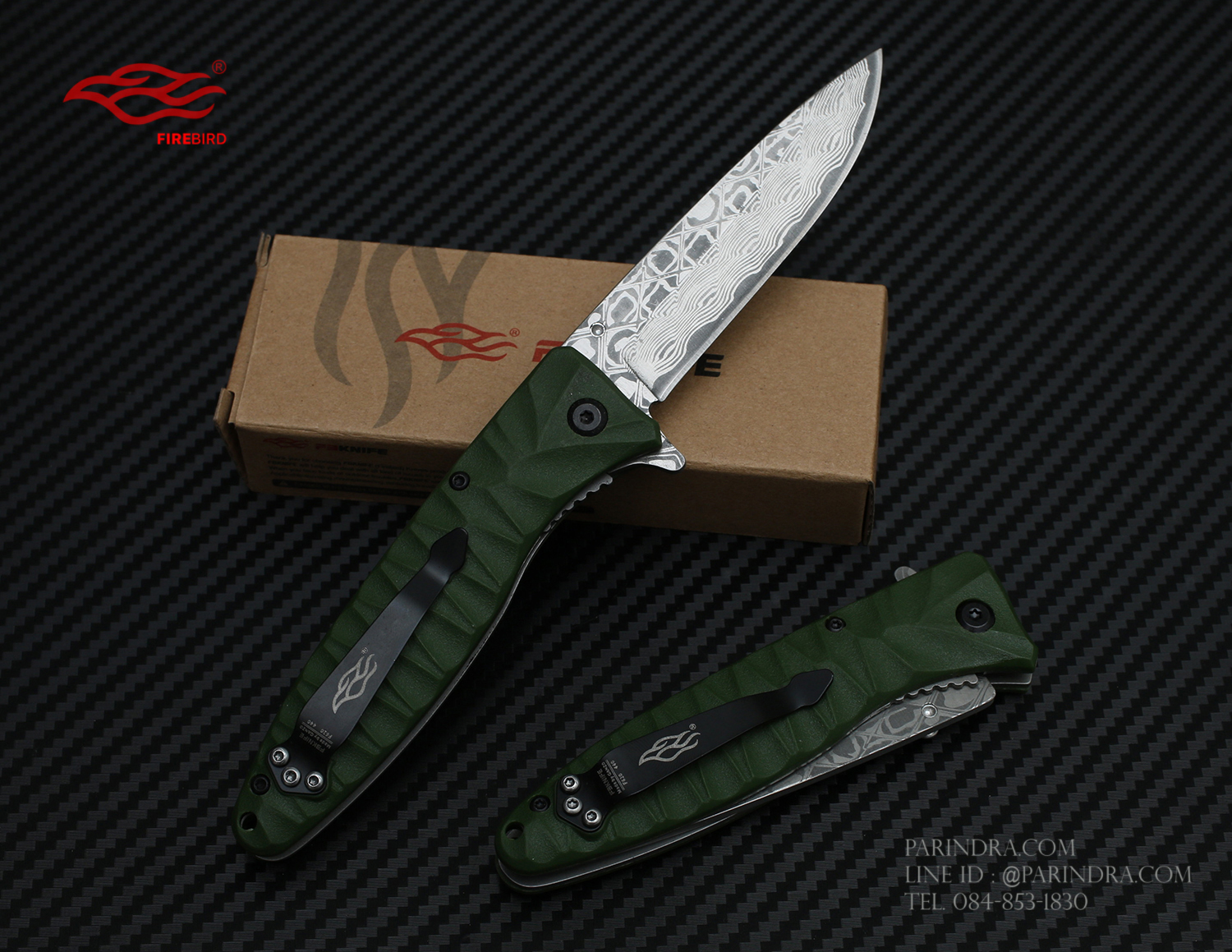 มีดพับ GANZO FIREBIRD F620-G2 ด้ามสีเขียวแก่ ของแท้ 100%