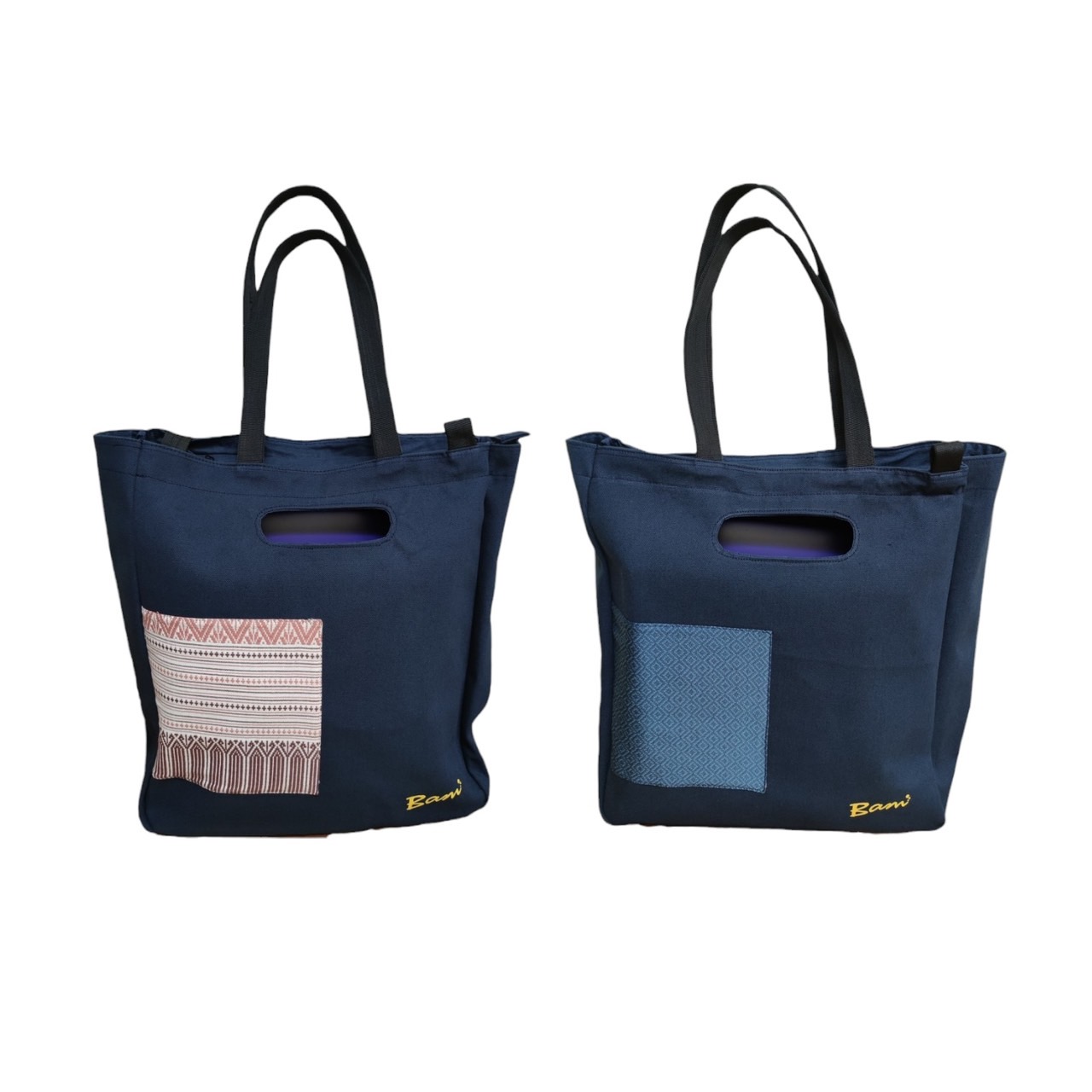 กระเป๋าผ้าแคนวาสลายพื้นเมือง ขนาด ก.37*ส.40*ก้น15 ซม.