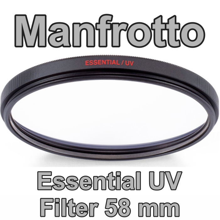 Manfrotto Essential UV Filter 58 mm ฟิลเตอร์สำหรับช่วยตัดแสง UV และป้องกันหน้าเลนส์ กันน้ำ เคลือบ multicoat 8 ชั้น แสงส่องผ่านได้ 99% ผลิตญี่ปุ่นประกันศูนย์ 5 ปี