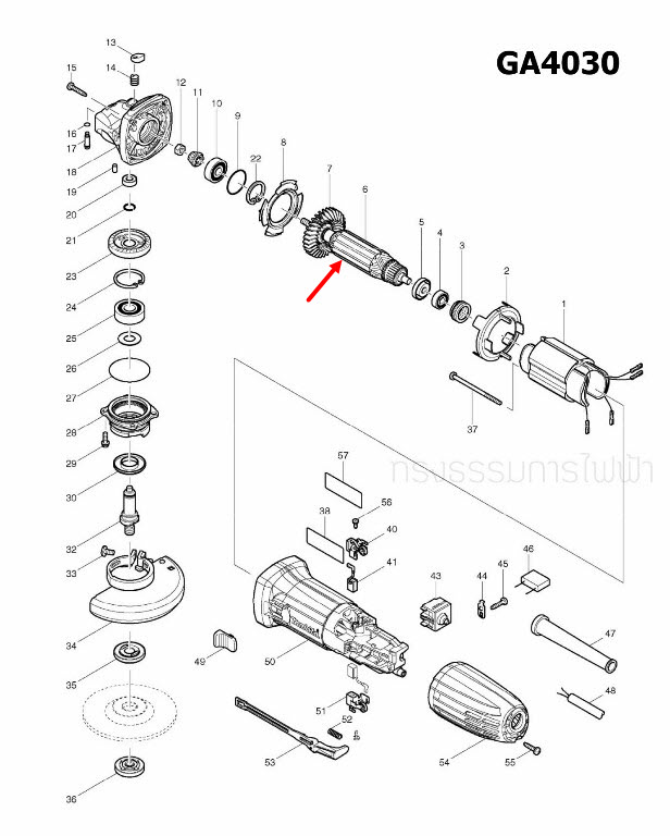 ทุ่น หินเจียร Makita มากีต้า GA4030, GA4031 P/N.510182-5 (แท้) ##(**)