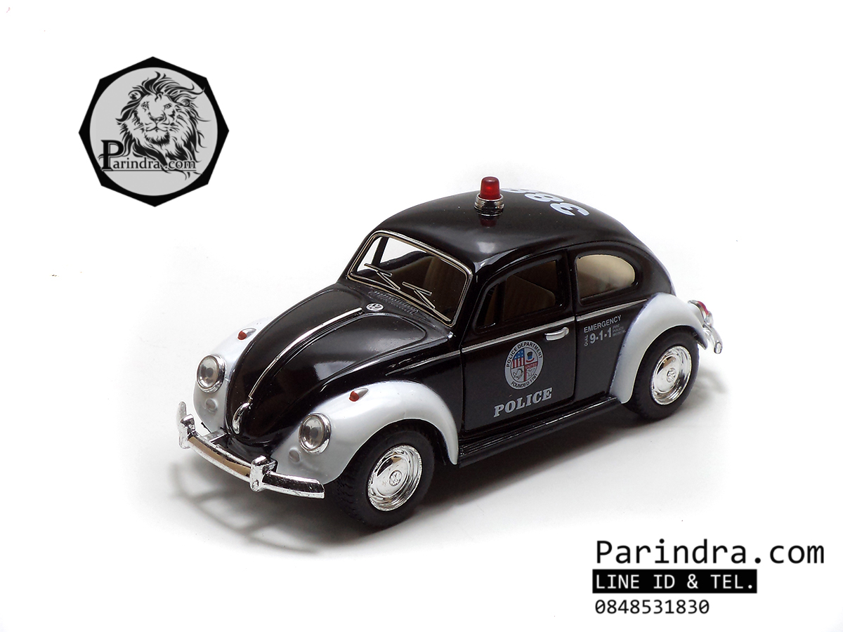 โมเดลรถเต่า Volkswagen 1967 อัตราส่วน 1:32 สีขาวตัดดำ รถเต่าตำรวจ
