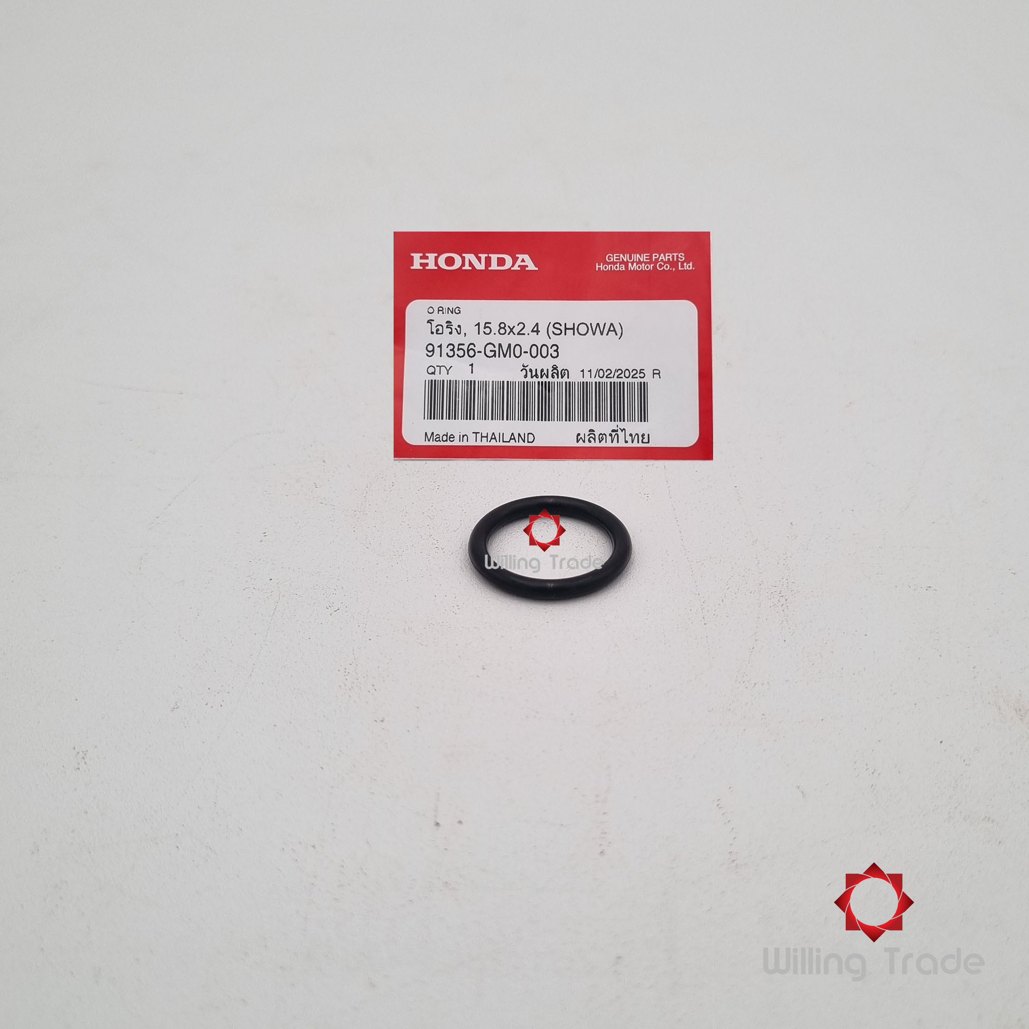 โอริง, 15.8x2.4 (SHOWA) (WY073) HONDA: (91356-GM0-003) CLICK 125I ("12-"18) ... แพ๊คละ 1 ชิ้น... [แท้ศูนย์ 100%] ... กลุ่มอะไหล่โช๊คอัพหน้า ... O-RING (SHOWA)