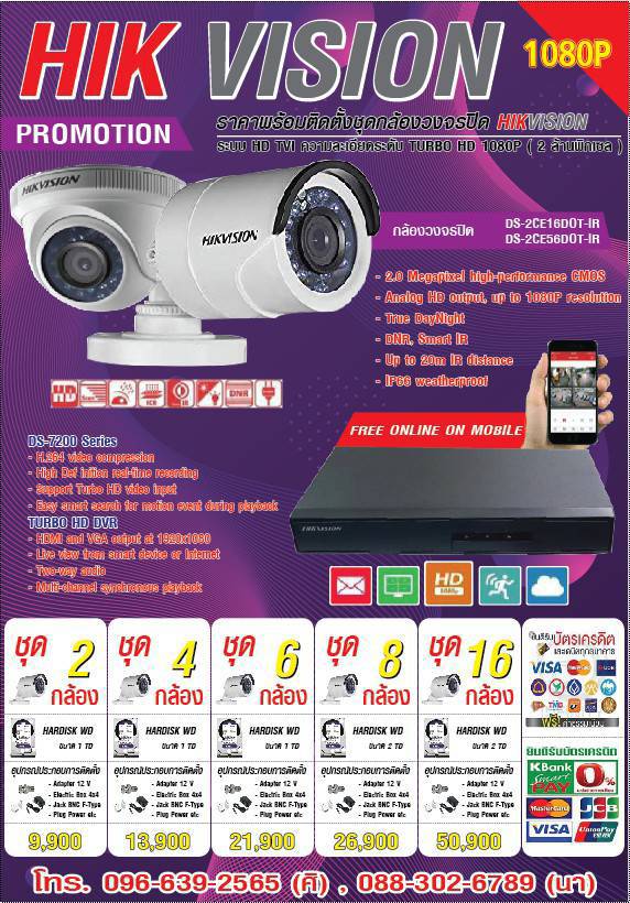 ชุดกล้องวงจรปิด Hikvisionราคารวมติดตั้ง